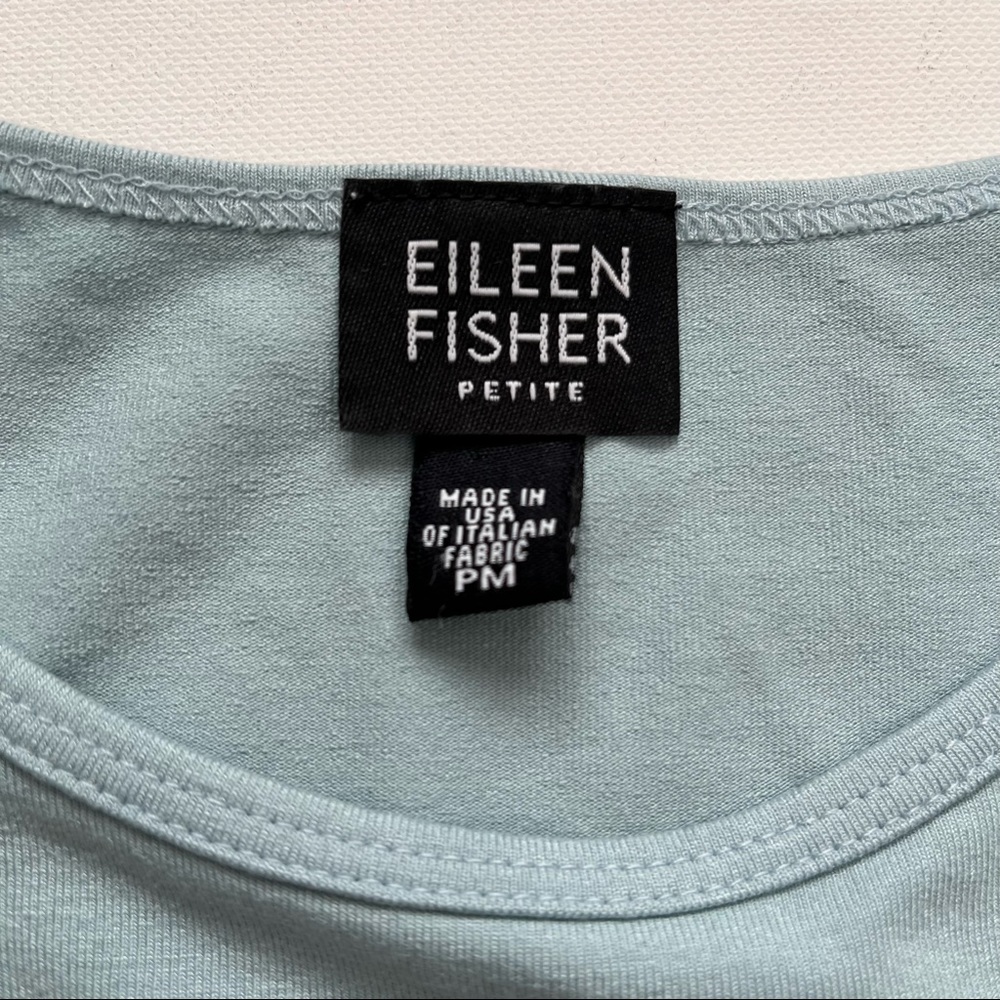 Eileen Fisher light Aqua Blue Round Neck Short Sleeve t-shirt size PM - Picture 2 of 5